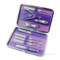 Super Luxurious 9-piece Manicure Set with Charming Leather Case and Implements
